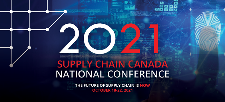 Technical background with text: 2021 Supply Chain Canada National Conference