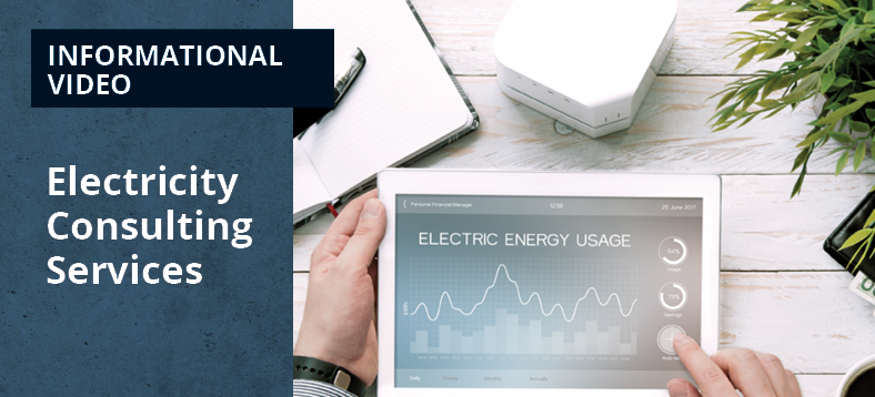 Informational Video - Electricity Consulting Services, person holding a tablet displaying an Electric Energy Usage graph and using the touchscreen to click an option