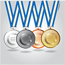 silver, platinum, bronze, and gold medal ribbons, Supplier Recognition Levels