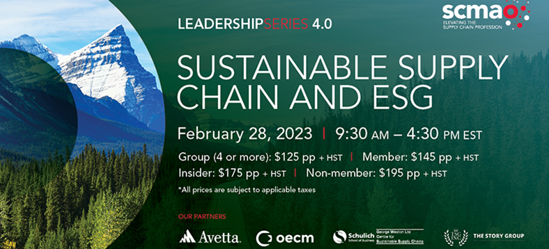 leadership series 4.0, SCMAO hosted event, Sustainable Supply Chain and ESG, February 28, 2023