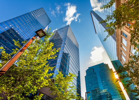 business skyscrapers directed to sky