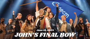 John's FInal Bow, June 19, 2024, Playbill with Les Miserables theme