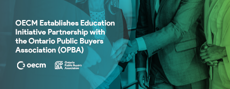 OECM Establishes Education Initiative Partnership with the Ontario Public Buyers Association (OPBA), business people shaking hands
