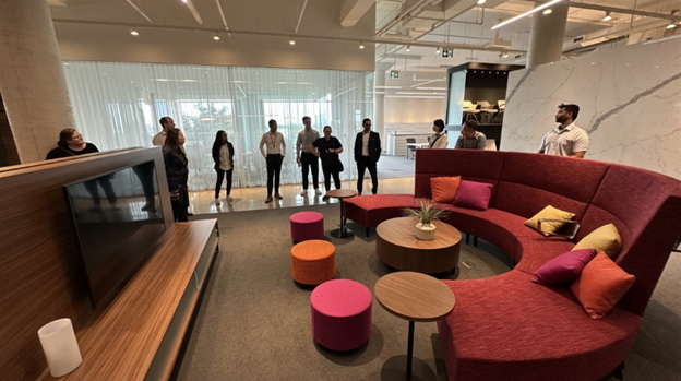 Anthony Elder, Regional Sales Director, and Richard Scott, National Manager of Experiential Marketing, giving OECM staff a tour of their showroom, showcasing the latest Global furniture designs