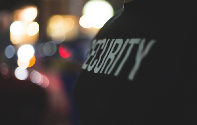 person wearing a security shirt