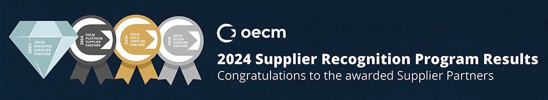 OECM 2024 Supplier Recognition Program Results; Congratulations to the awarded Supplier Partners; Diamond, Platinum, Gold and Silver Recognition levels are available for our awarded supplier partners