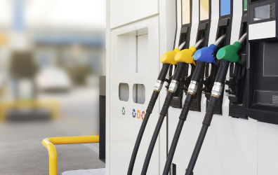gas pump terminals at a gas station