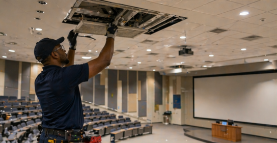 Staff repairing and upgrading HVAC system