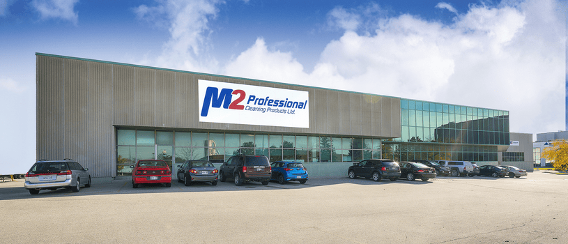 Exterior of M2 Professional Cleaning Products Ltd. facility with company signage