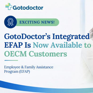 Promotional graphic announcing that Good Doctor’s integrated platform is now available to OECM customers.
