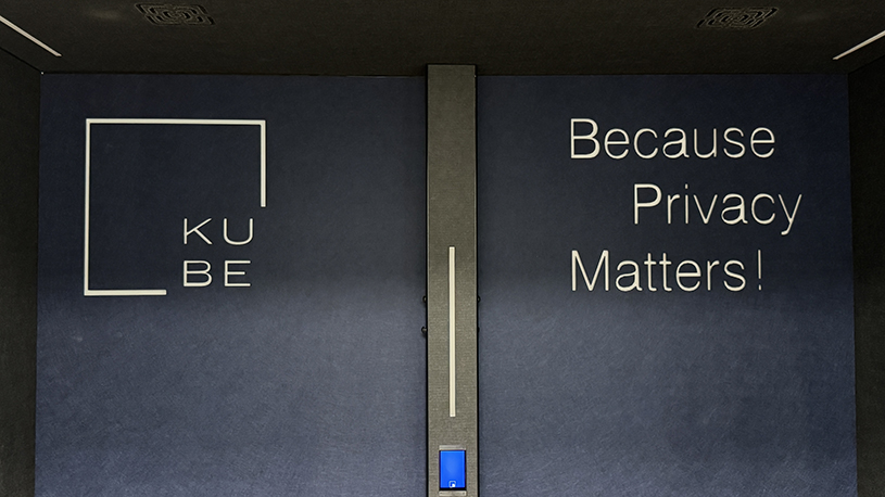 Because Privacy Matters! slogan with Kubebooth logo