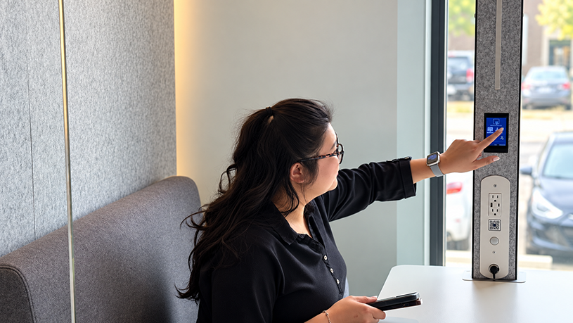 Using controls and testing accessibility features of acoustic pod