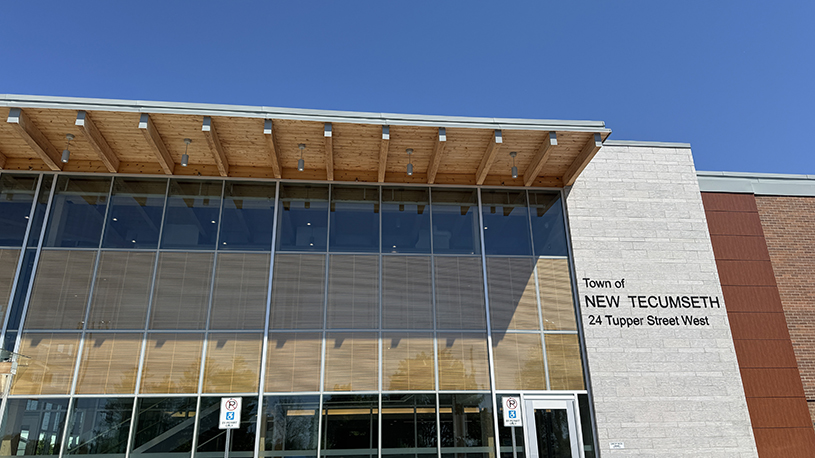 Exterior of the Town of New Tecumseth Town Hall in Alliston.