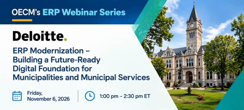 Webinar graphic about ERP modernization and building a future-ready digital foundation for municipal services.
