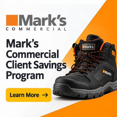 Graphic promoting Mark’s commercial client savings program.
