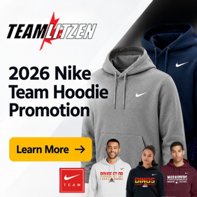 Nike team hoodie promotion featuring a hoodie product image.